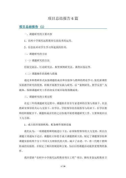 项目总结报告6篇