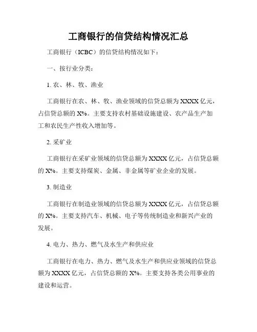 工商银行的信贷结构情况汇总