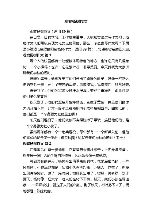 观察杨树作文（通用89篇）