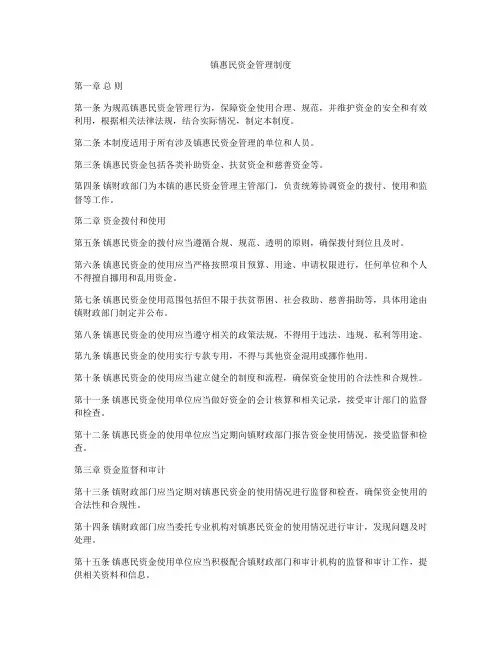 镇惠民资金管理制度