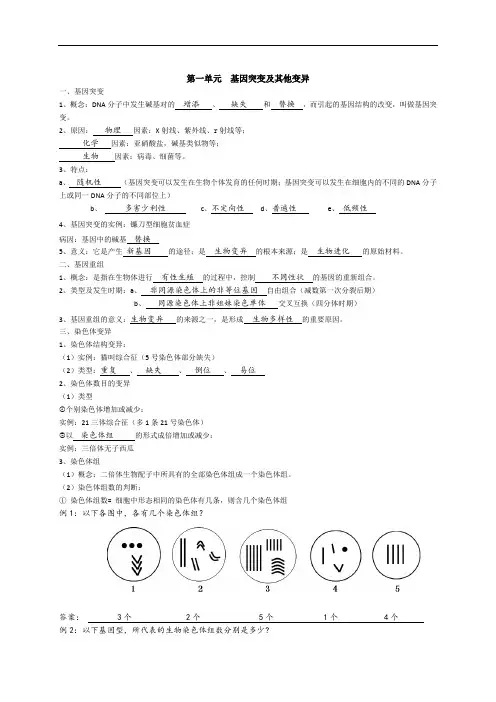 专题3 变异、育种与进化-高考生物必修知识点归纳(背记版)