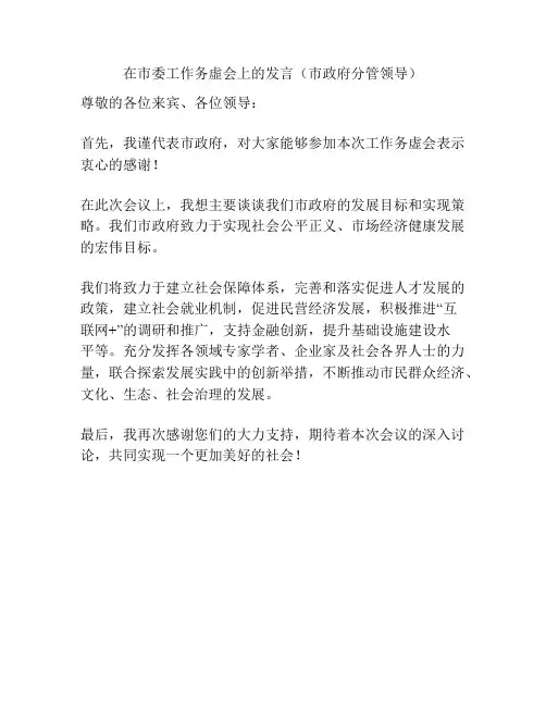 在市委工作务虚会上的发言(市政府分管领导)