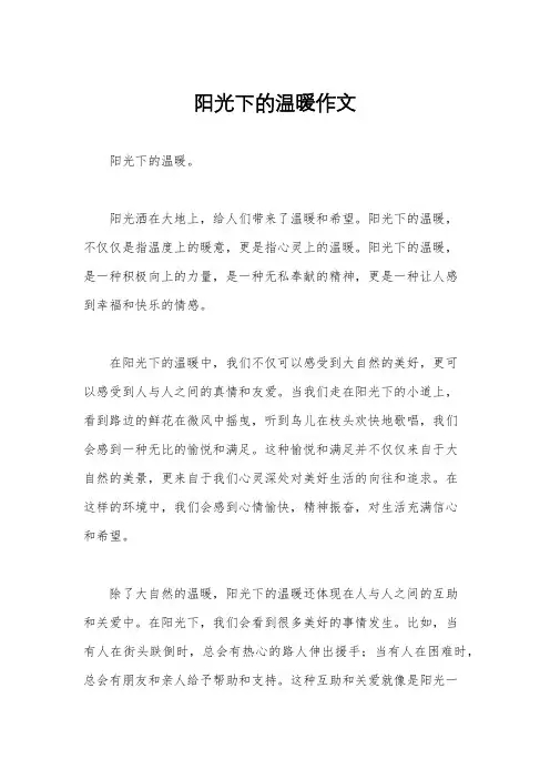 阳光下的温暖作文