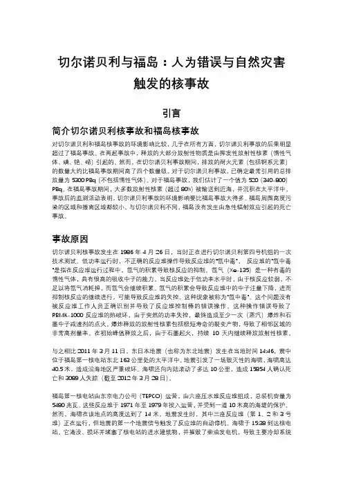 切尔诺贝利与福岛：人为错误与自然灾害触发的核事故
