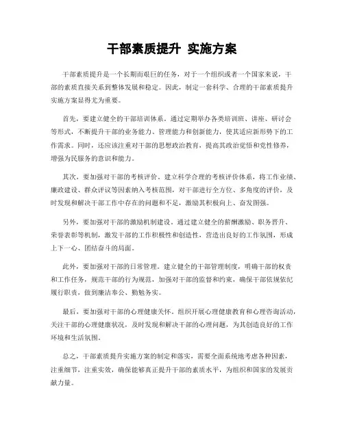 干部素质提升 实施方案