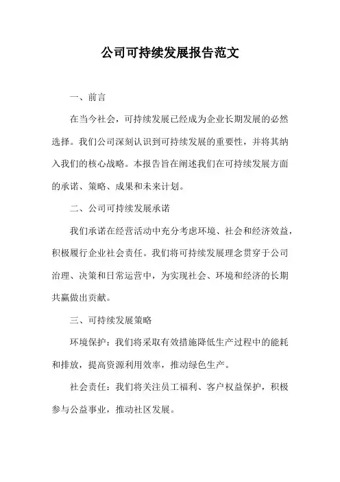 公司可持续发展报告范文