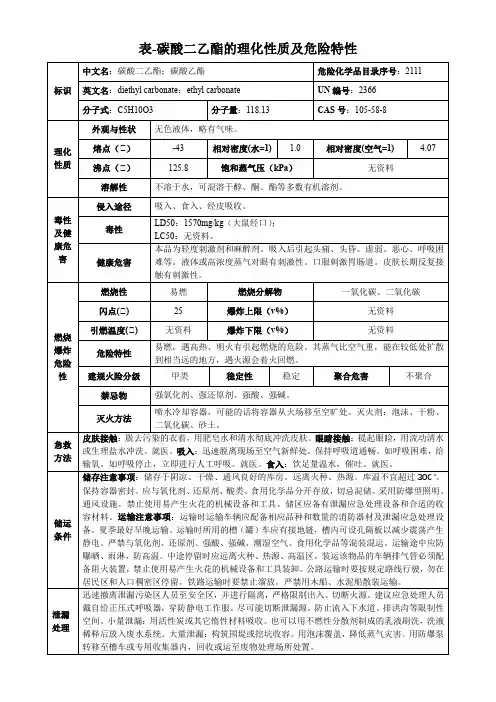 碳酸二乙酯-理化性质及危险特性表