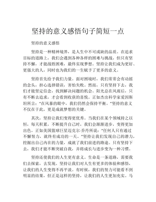 坚持的意义感悟句子简短一点