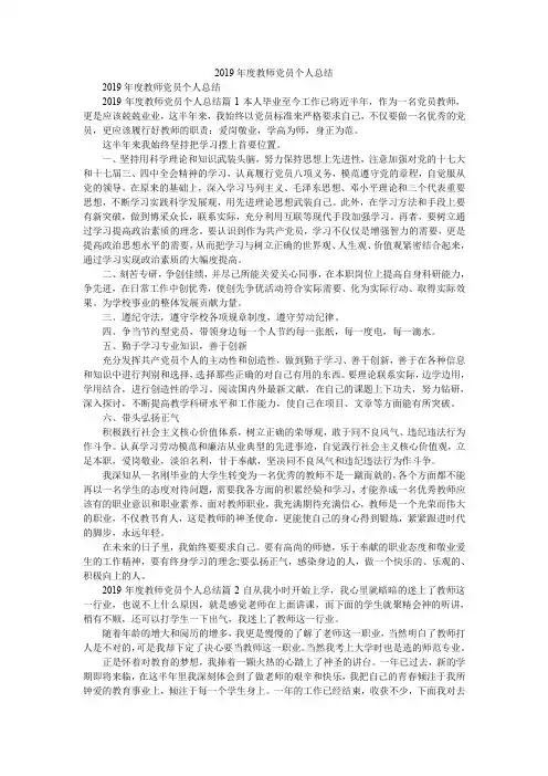 2019年度教师党员个人总结_1