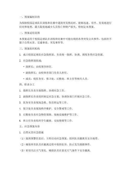 校园足球队应急预案