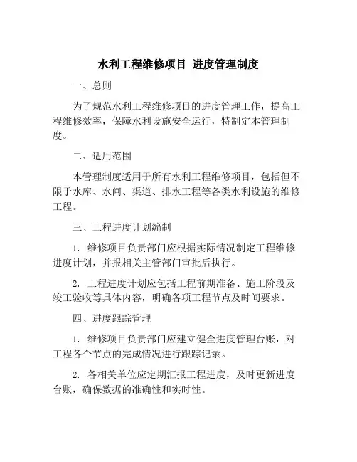 水利工程维修项目 进度管理制度