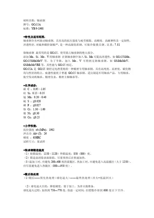 最新GCr15性能要求