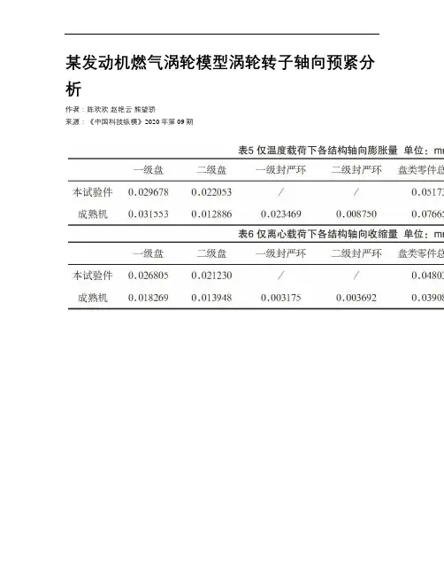 某发动机燃气涡轮模型涡轮转子轴向预紧分析
