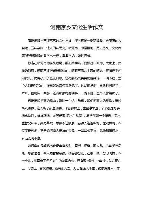 河南家乡文化生活作文