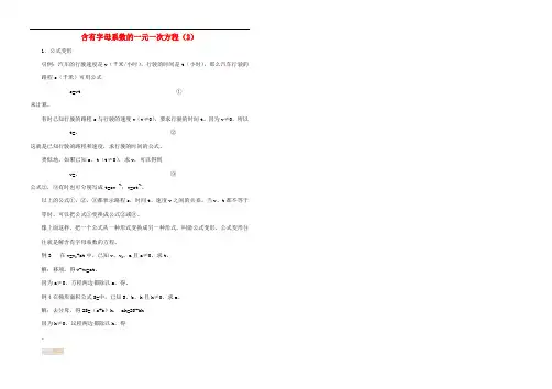 江苏省金湖县实验中学中考数学复习教案：含有字母系数的一元一次方程