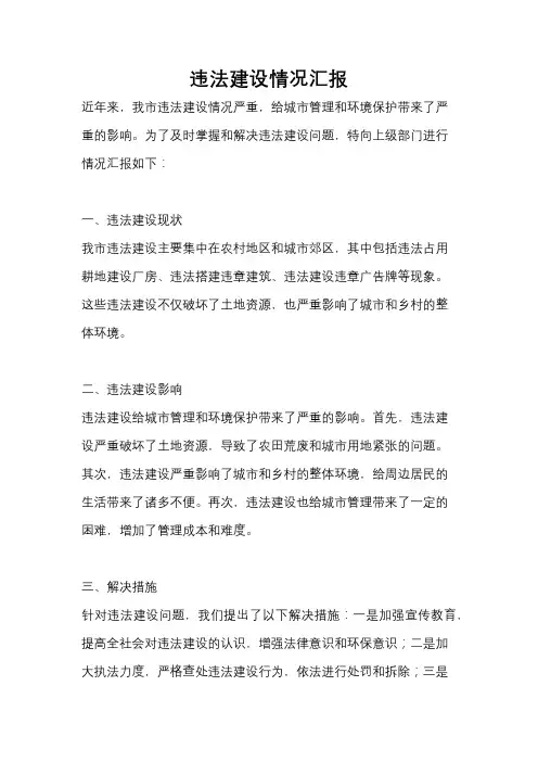 违法建设情况汇报