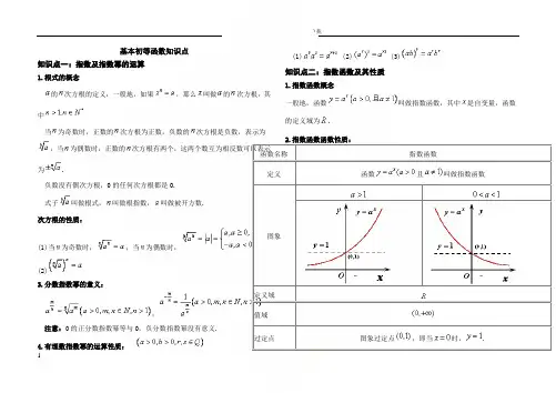 指数对数函数基本知识点