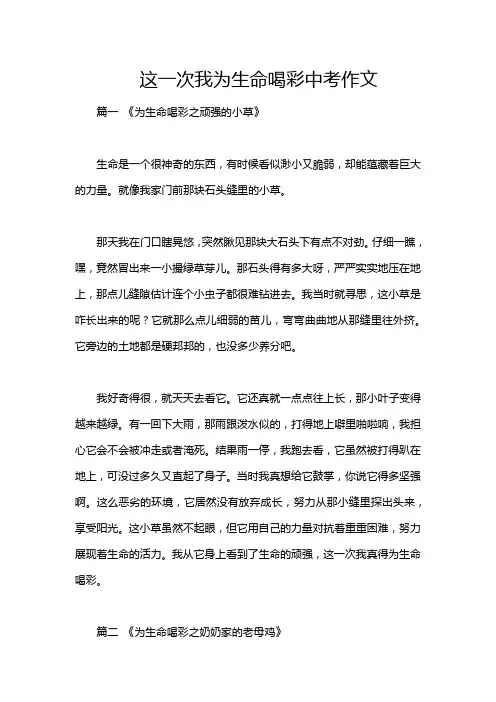 这一次我为生命喝彩中考作文