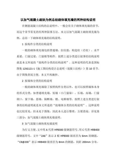 以加气混凝土砌块为例总结砌体填充墙的两种结构说明