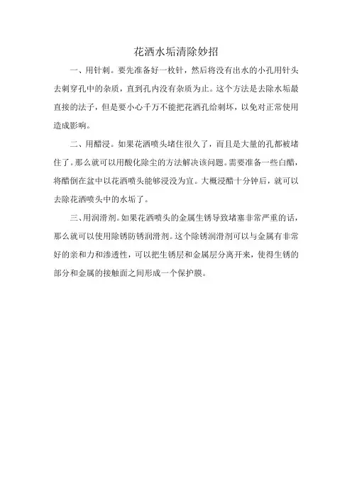 花洒水垢清除妙招
