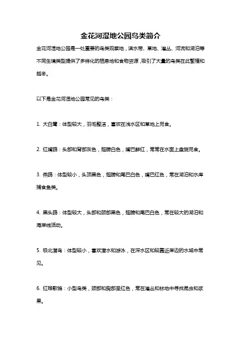 金花河湿地公园鸟类简介