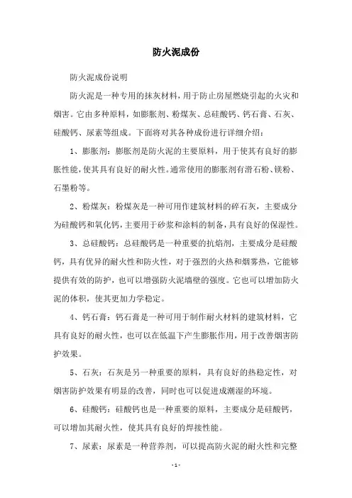 防火泥成份
