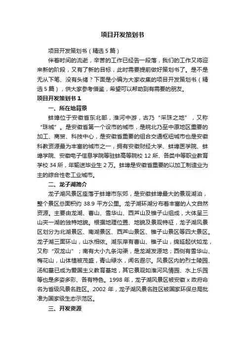 项目开发策划书（精选5篇）