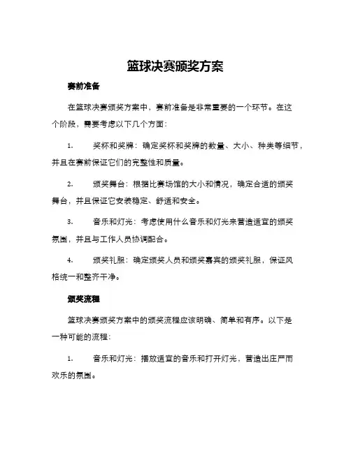 篮球决赛颁奖方案