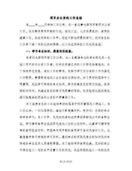 项目办公室的工作总结（2篇）