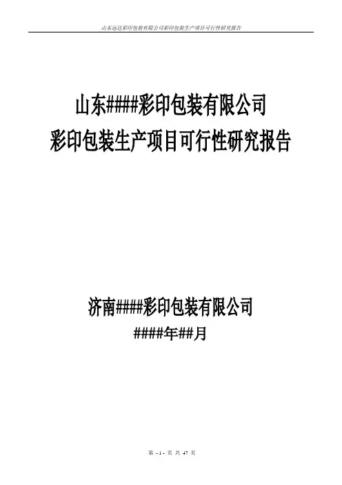 彩印包装厂彩印包装生产项目可行性研究报告