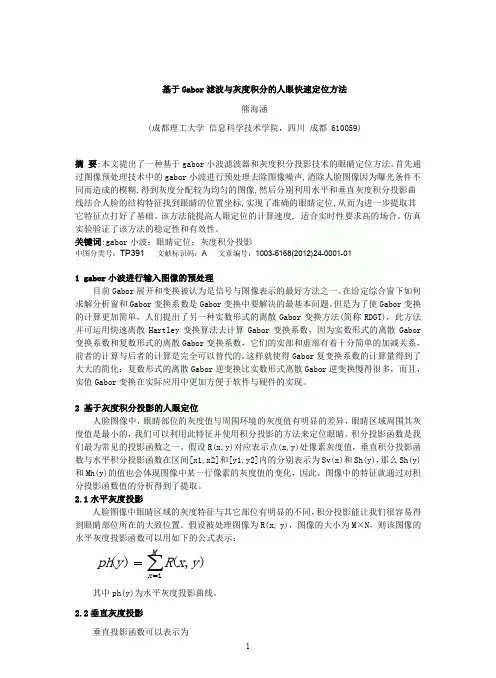 基于Gabor滤波与灰度积分的人眼快速定位方法