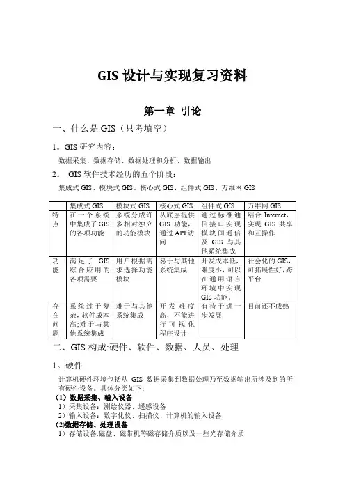 GIS设计与实现大学考试复习资料(老师划重点版)