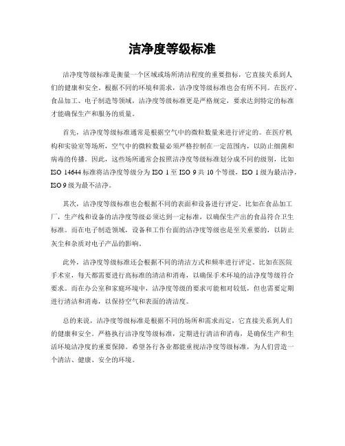 洁净度等级标准