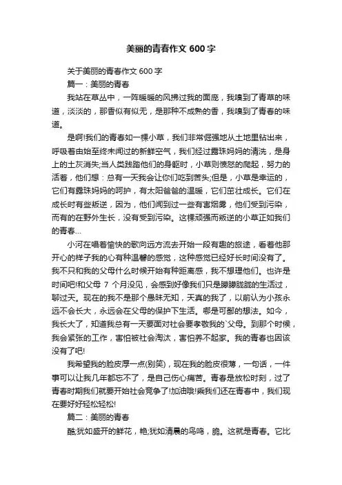 关于美丽的青春作文600字