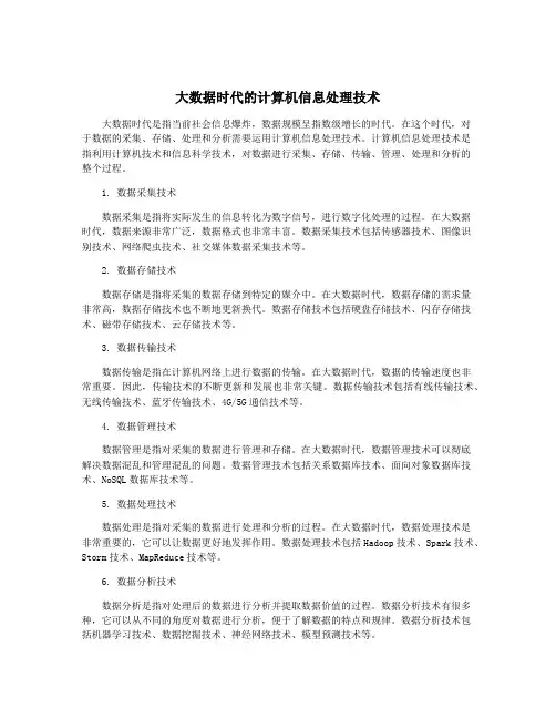 大数据时代的计算机信息处理技术