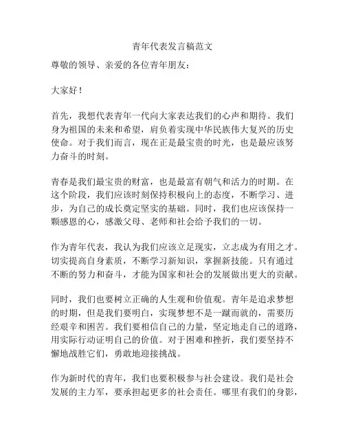 青年代表发言稿范文