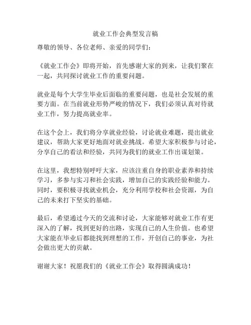 就业工作会典型发言稿