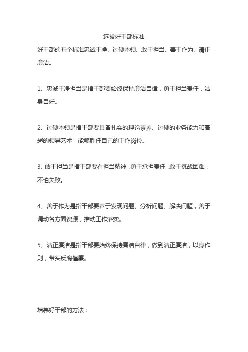 选拔好干部标准
