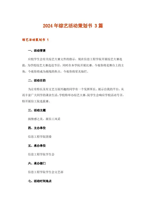 2024年综艺活动策划书 3篇