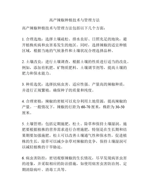 高产辣椒种植技术与管理方法