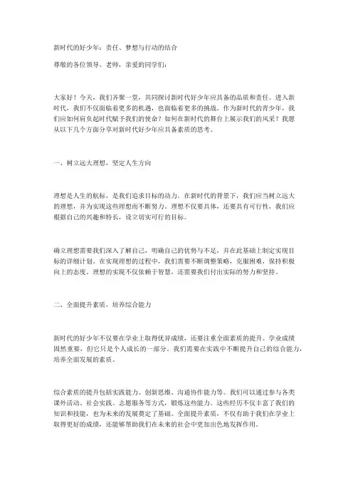 新时代的好少年：责任、梦想与行动的结合