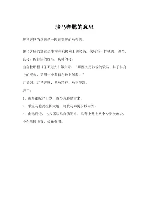 骏马奔腾的意思