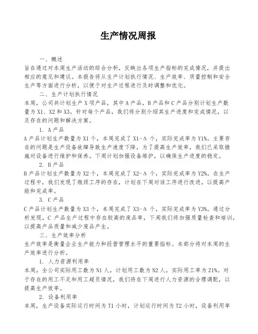 生产情况周报
