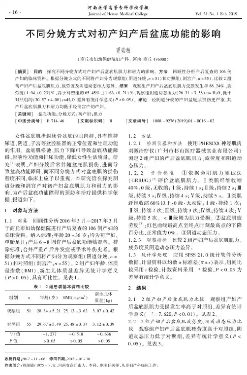 不同分娩方式对初产妇产后盆底功能的影响