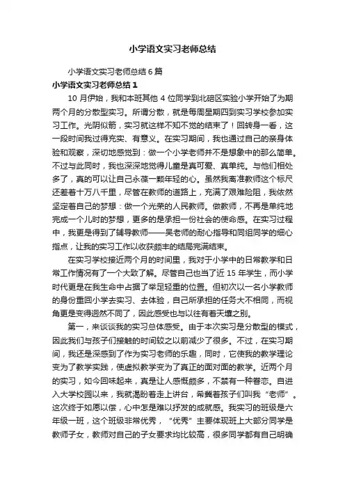 小学语文实习老师总结6篇