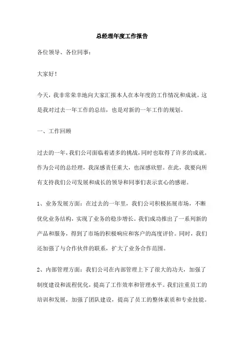 总经理年度工作报告