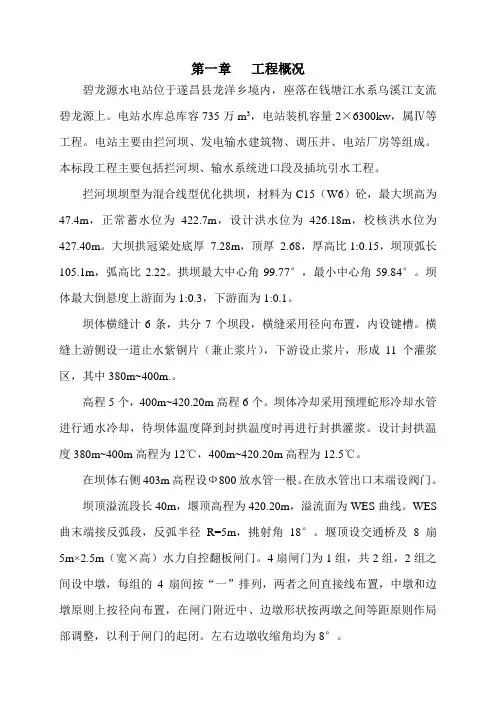 某电站双曲拱坝工程施工组织设计