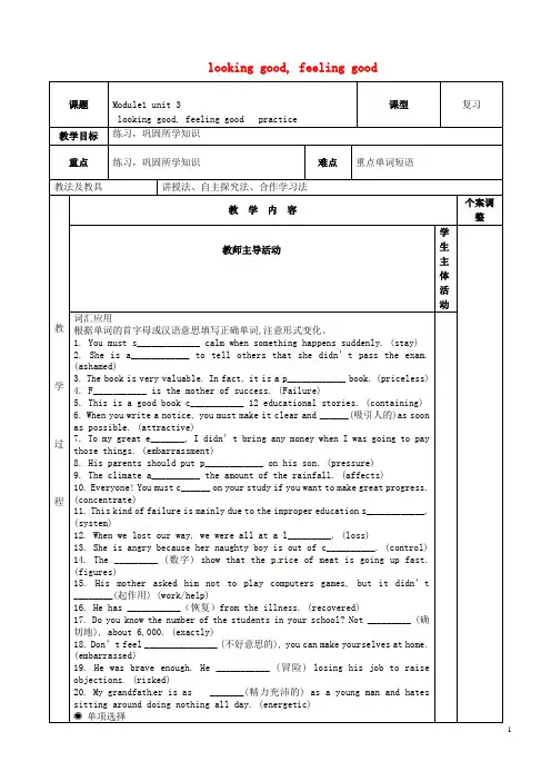 江苏省新沂市第二中学高三英语 专题复习 Unit 3 looki