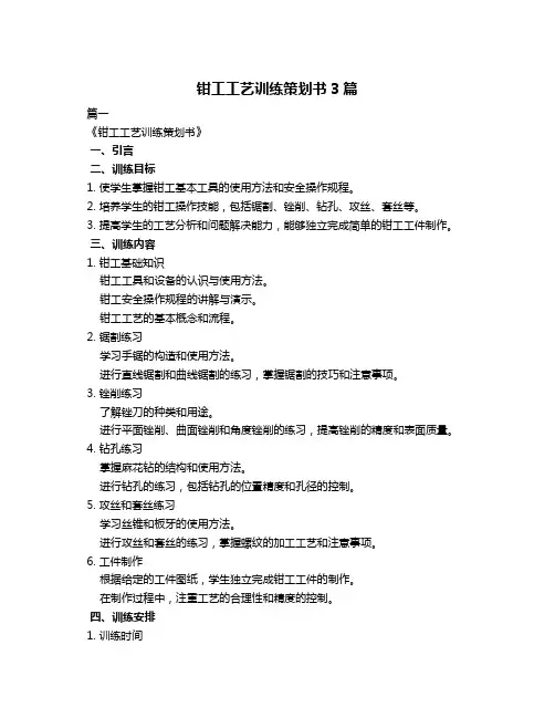 钳工工艺训练策划书3篇