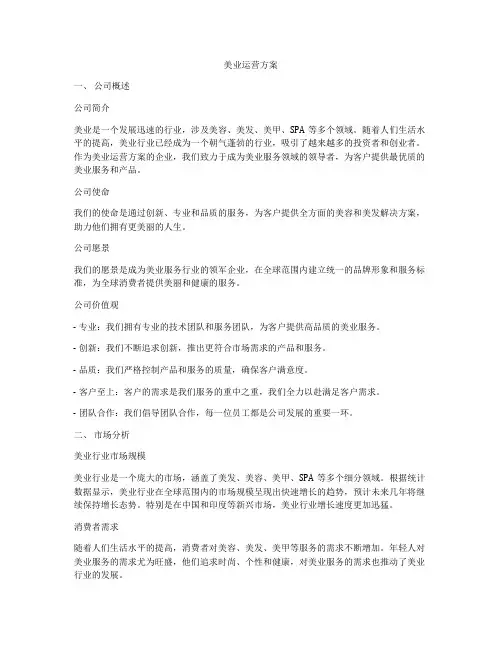 美业运营方案